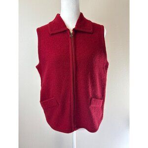 Vintage NWT Tally-Ho Women's Red Sweater Vest 100% Wool Zip Up Small Cottagecore
